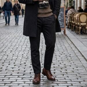 Denham The Jeanmaker Dark Gray/Black British Wool Blend Trouser Pants, size S